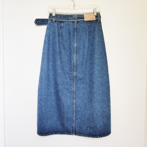 Tularosa Blue Denim Midi Jean Skirt w/ Belt Sz 26 - Picture 4 of 8
